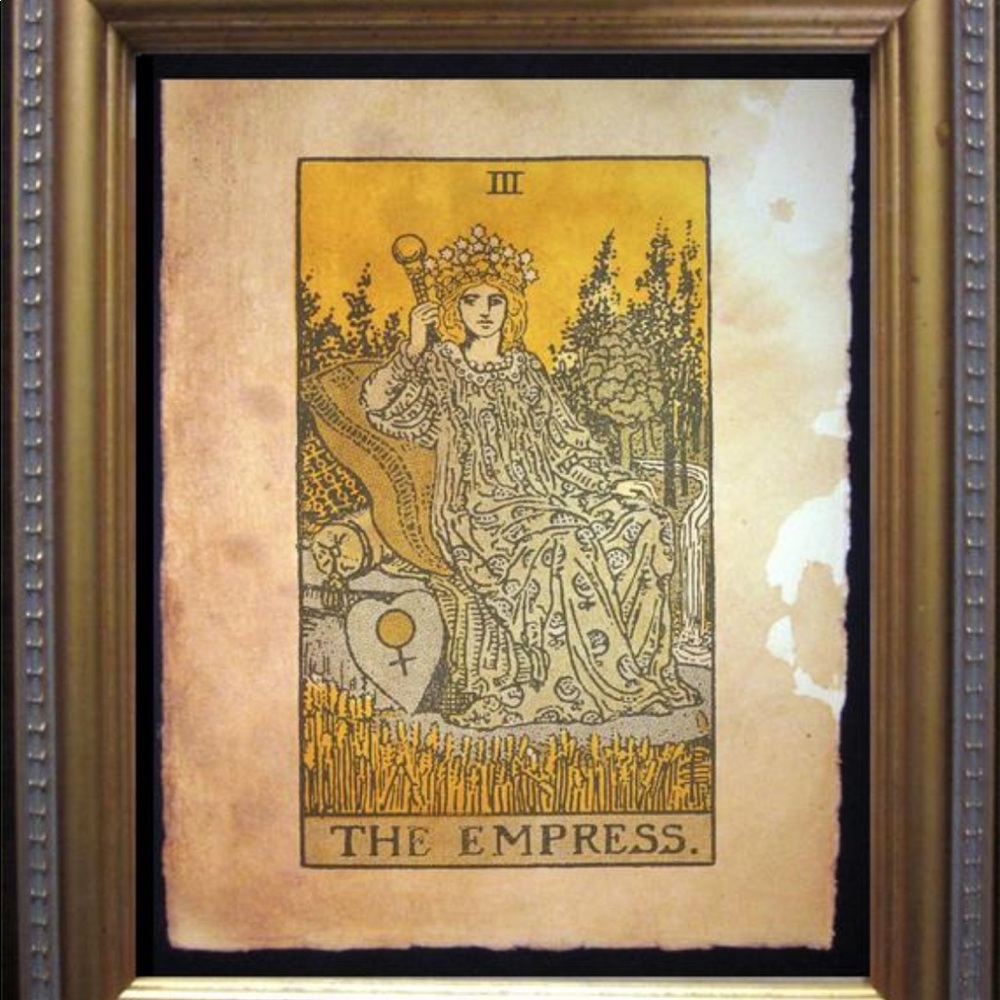 The Empress vintage Tarot Card Art Print Tea Stain